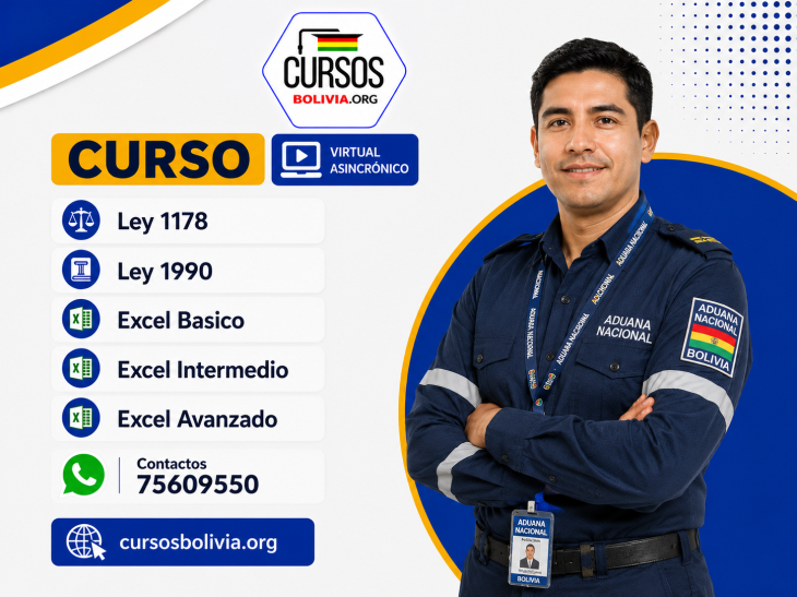 5 Cursos virtuales Ley 1178 - Ley 1990 - Excel Basico - Excel Intermedio y Excel avanzado