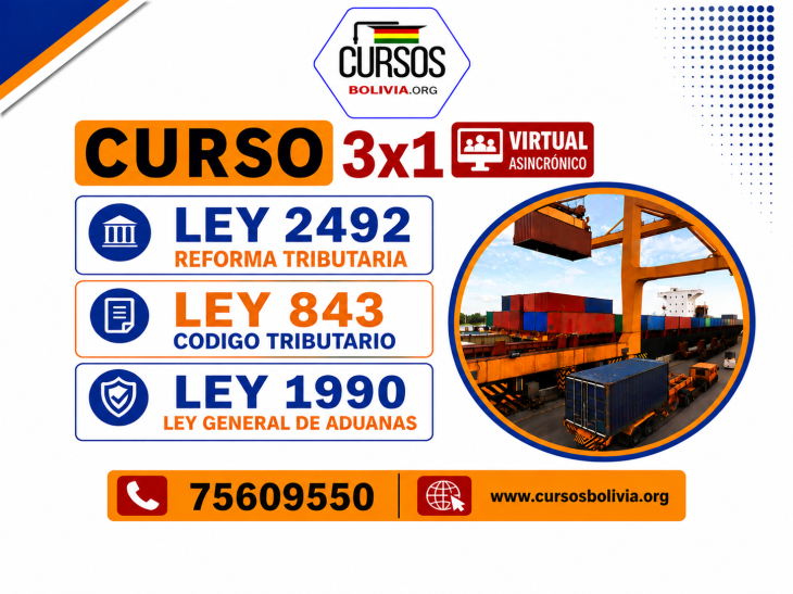3 Cursos virtuales Ley 2492 - Ley 843 y Ley 1990