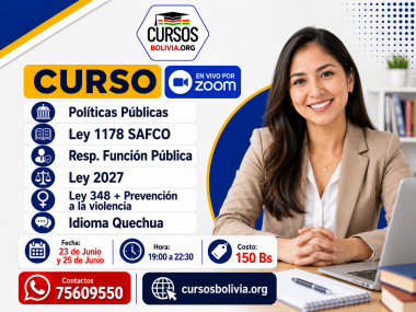 6 Cursos  Ley 1178 SAFCO , Políticas Públicas y DS23318-A Ley 2027 - Ley 348 y Quechua en vivo por ZOOM