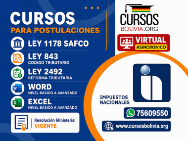 5 Cursos Ley 1178 - Ley 2492 Ley 843 - Word y Exccel Virtual asincronico